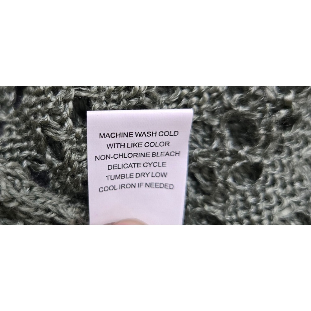 Moral Fiber Duster Cardigan Women 3X Green Open Front Crochet Knit Festival Boho - Picture 5 of 8